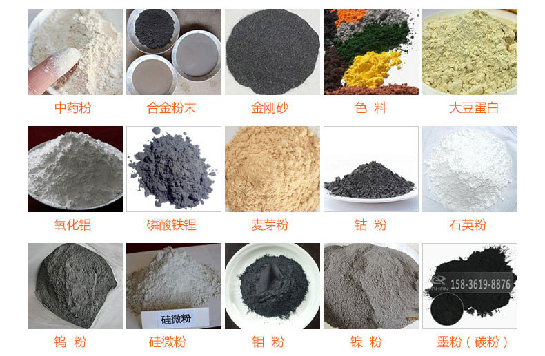 氣體保護(hù)超聲波振動(dòng)篩的行業(yè)應(yīng)用：中藥粉，合金粉末，金剛砂，色料，大豆蛋白，氧化鋁，磷酸鐵鋰，麥芽粉，鈷粉，石英粉，鎢粉，硅微粉，鉬粉，墨粉。