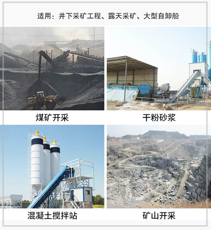 大傾角皮帶輸送機(jī)適用于煤礦開采，混凝土攪拌站，干粉砂漿，礦山開采等行業(yè)中。