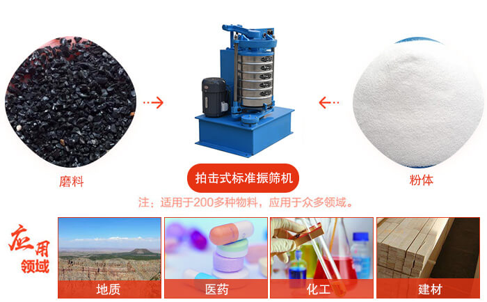 拍擊篩適用于多種物料顆粒狀，粉狀，不規(guī)則物料的篩分。